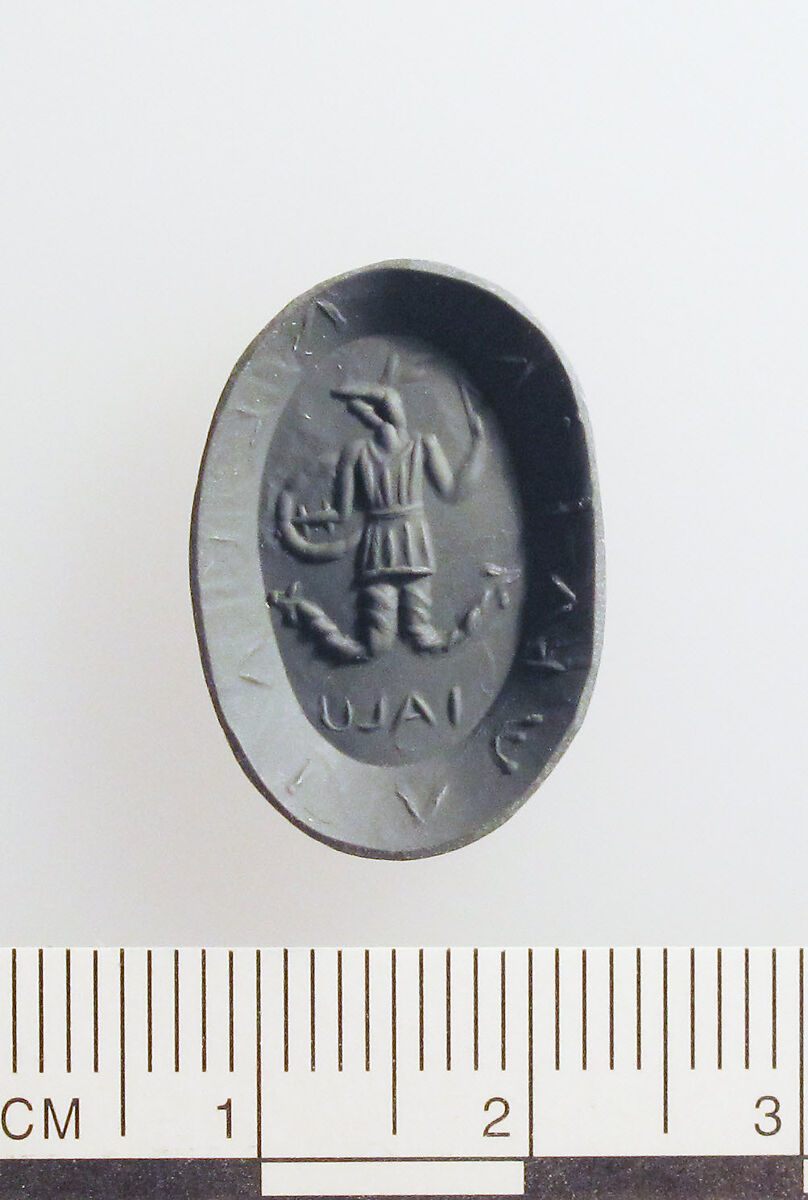 Heliotrope intaglio: Cock-headed anguipes, Heliotrope, Roman