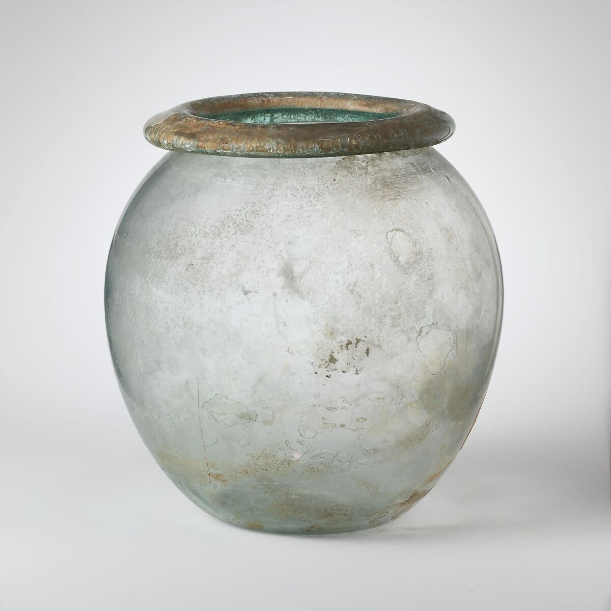 Glass cinerary urn (olla), Glass, Roman 