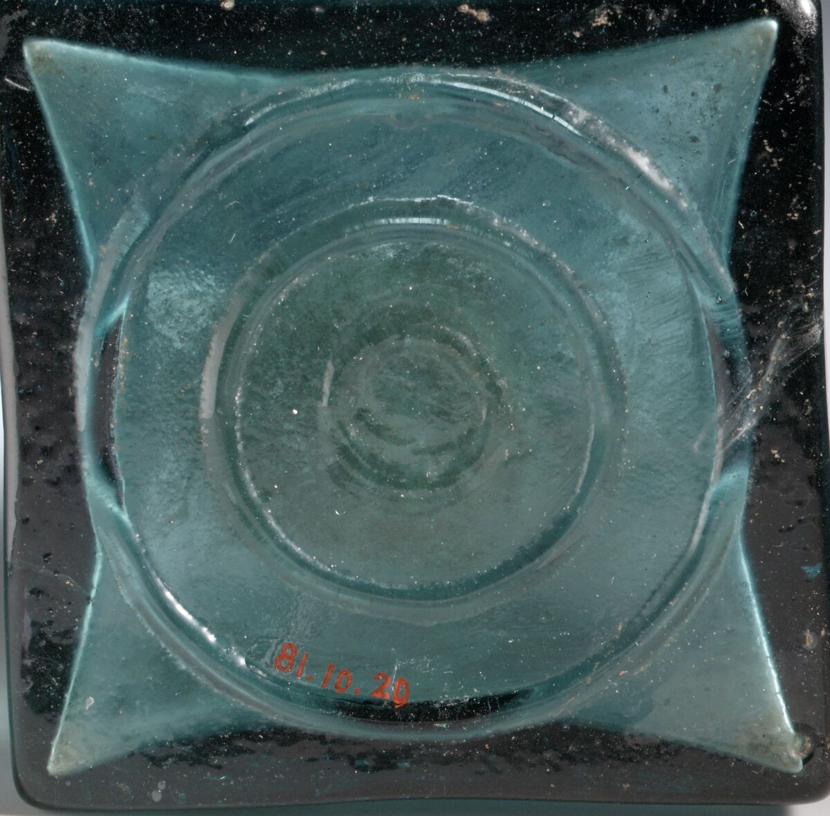Glass square bottle, Glass, Roman