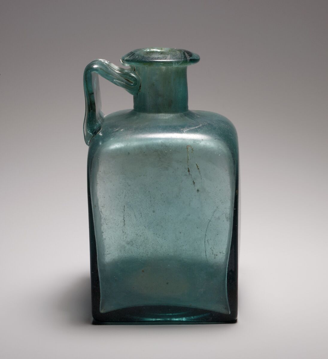 Glass square bottle, Glass, Roman 