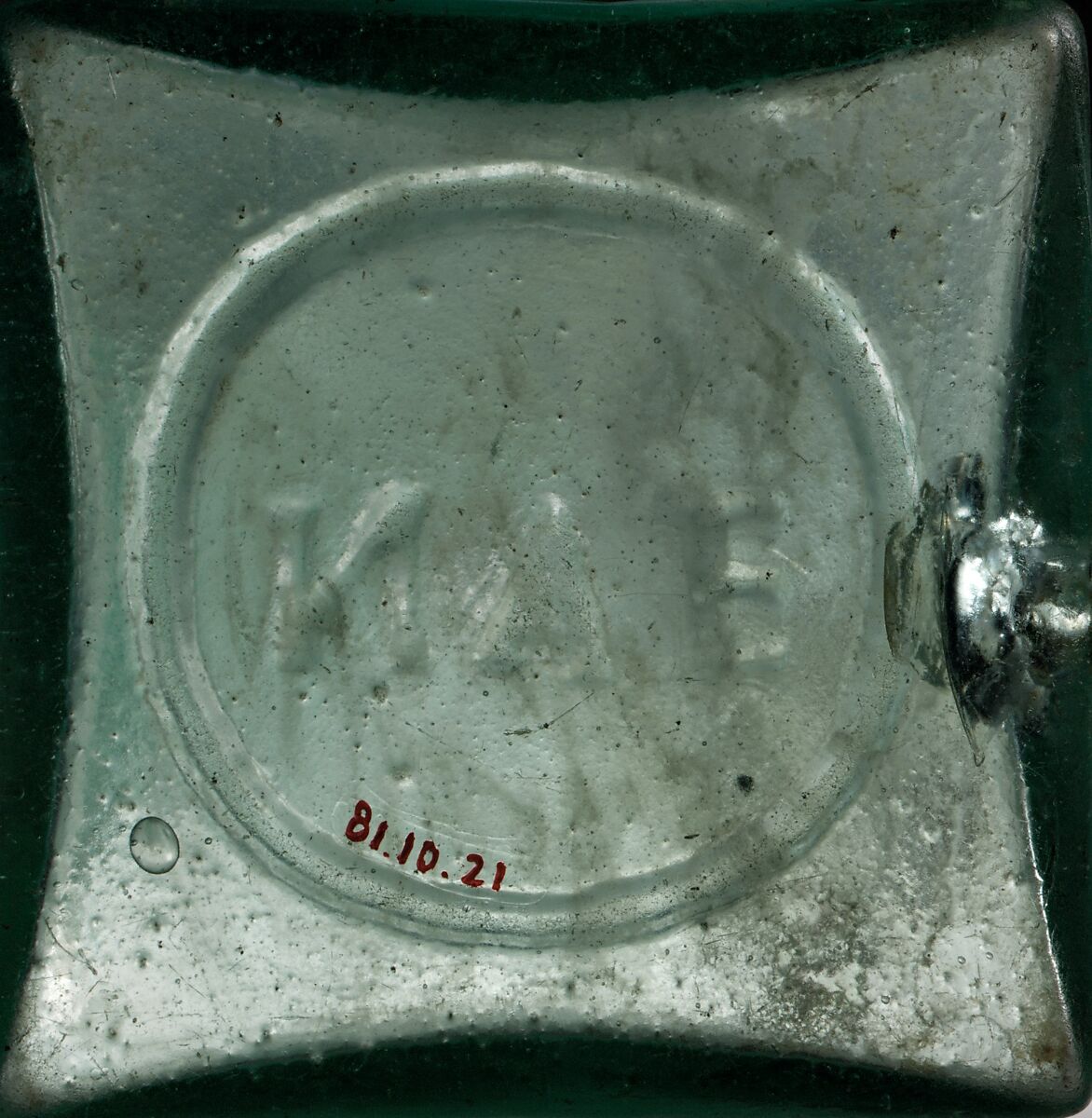 Glass square bottle, Glass, Roman