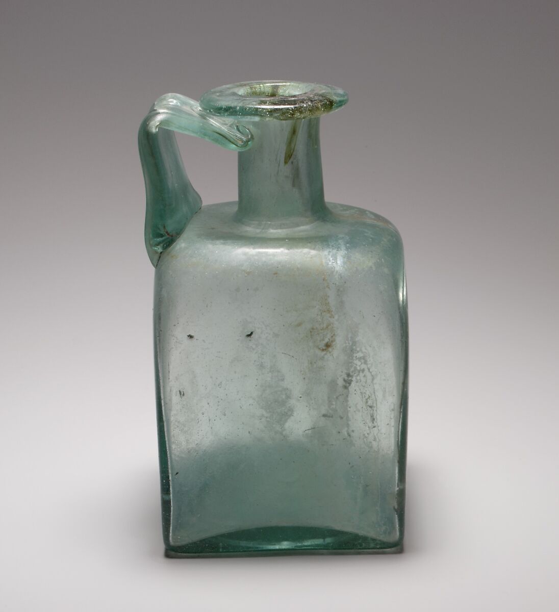 Glass square bottle, Glass, Roman 