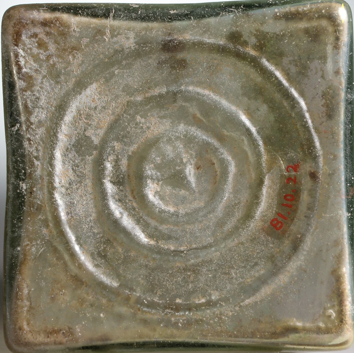 Glass square bottle, Glass, Roman