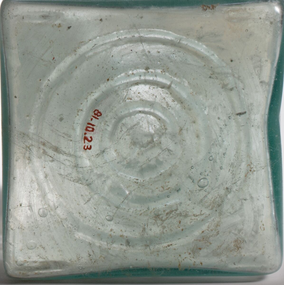 Glass square bottle, Glass, Roman