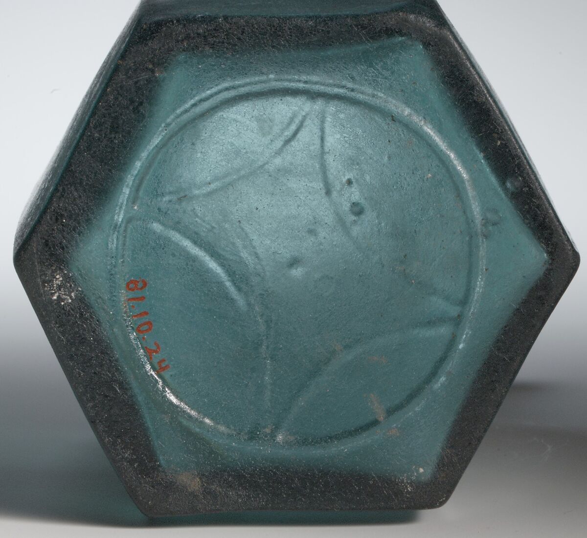 Glass hexagonal bottle, Glass, Roman