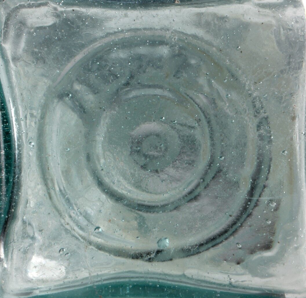 Glass square bottle, Glass, Roman