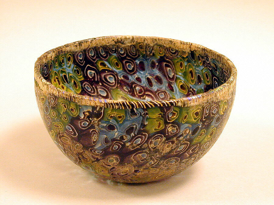 Glass hemispherical mosaic bowl, Glass, Greek, probably Eastern Mediterranean