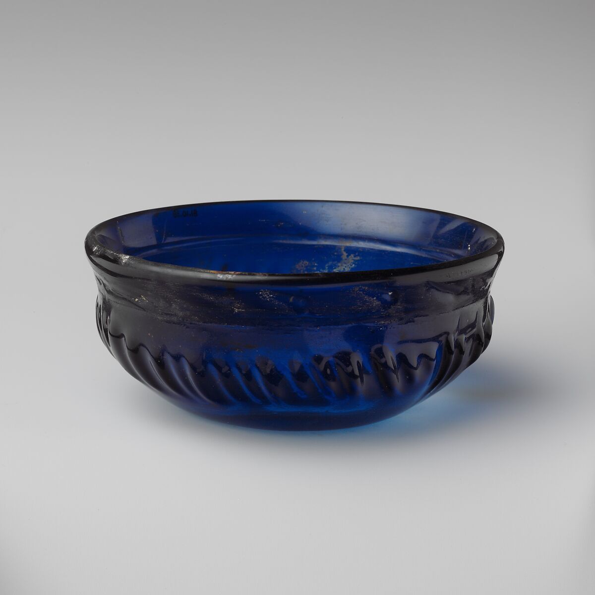 Glass ribbed bowl, Glass, Roman 