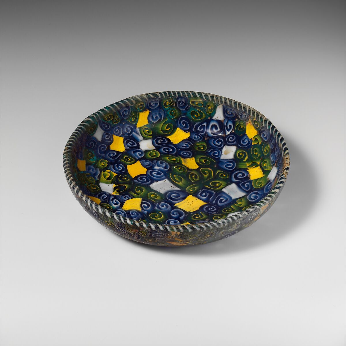 Glass mosaic dish, Glass, Greek, probably Eastern Mediterranean 