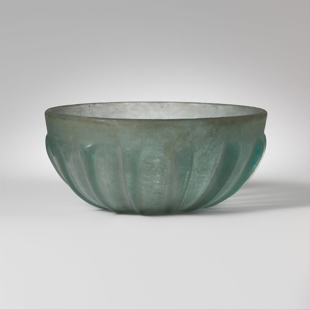 Glass ribbed bowl, Glass, Roman 