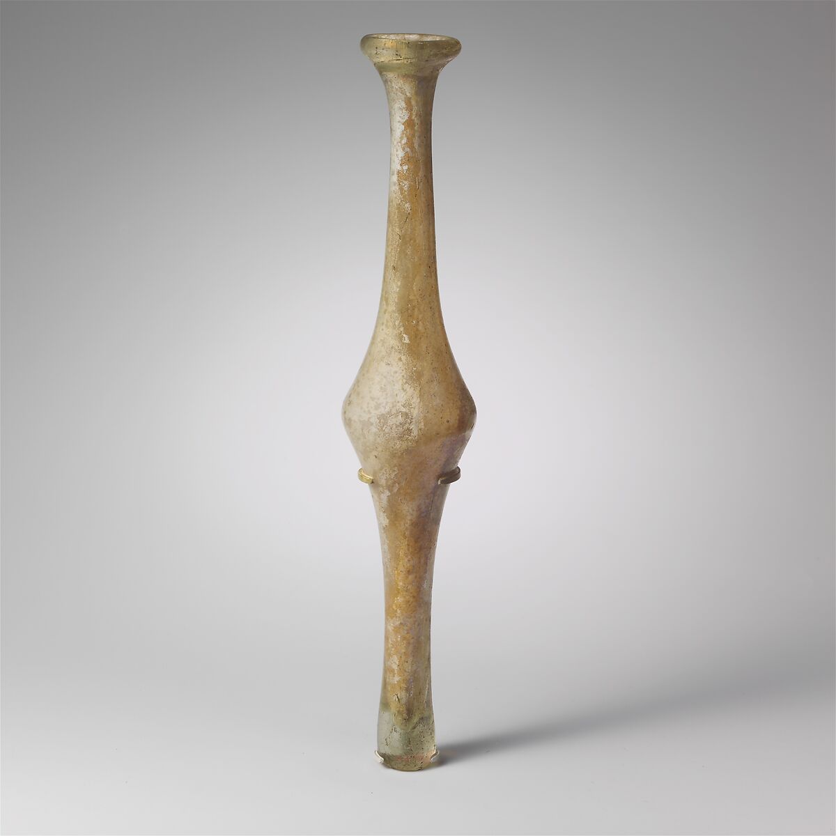 Glass fusiform bottle, Glass, Roman 