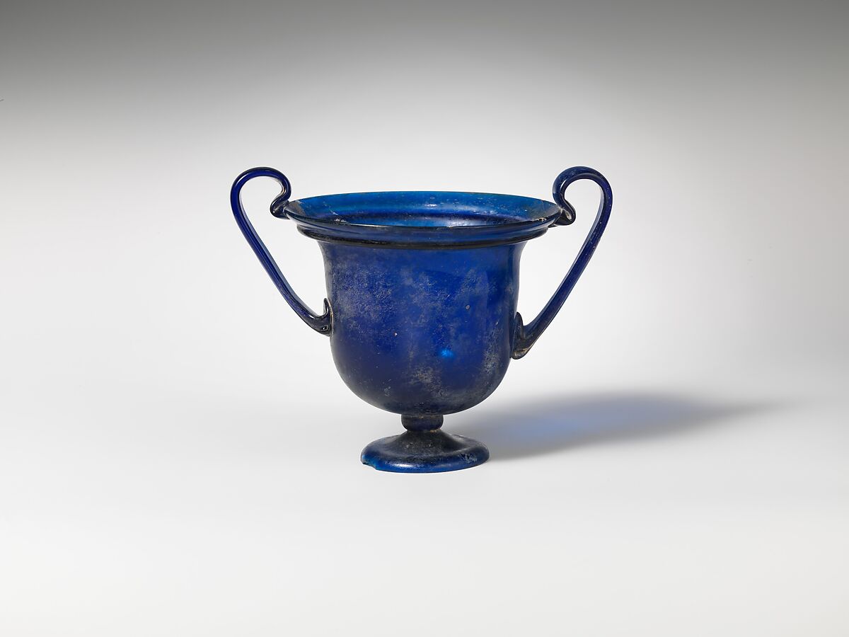 Glass cantharus (drinking cup), Glass, Roman