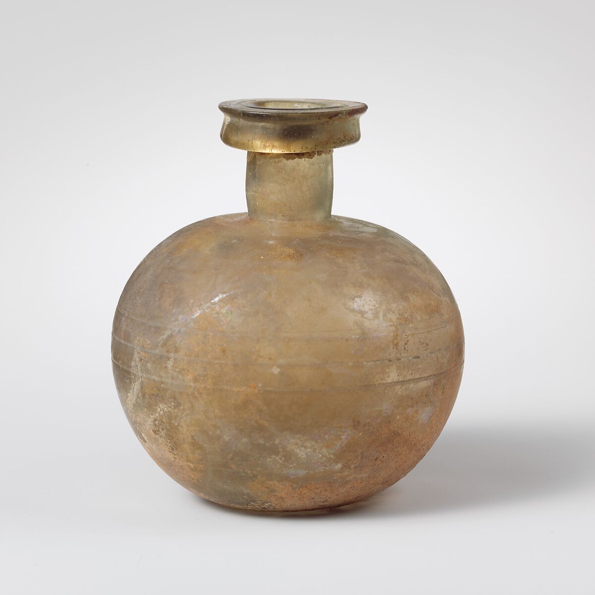 Glass globular bottle, Glass, Roman 