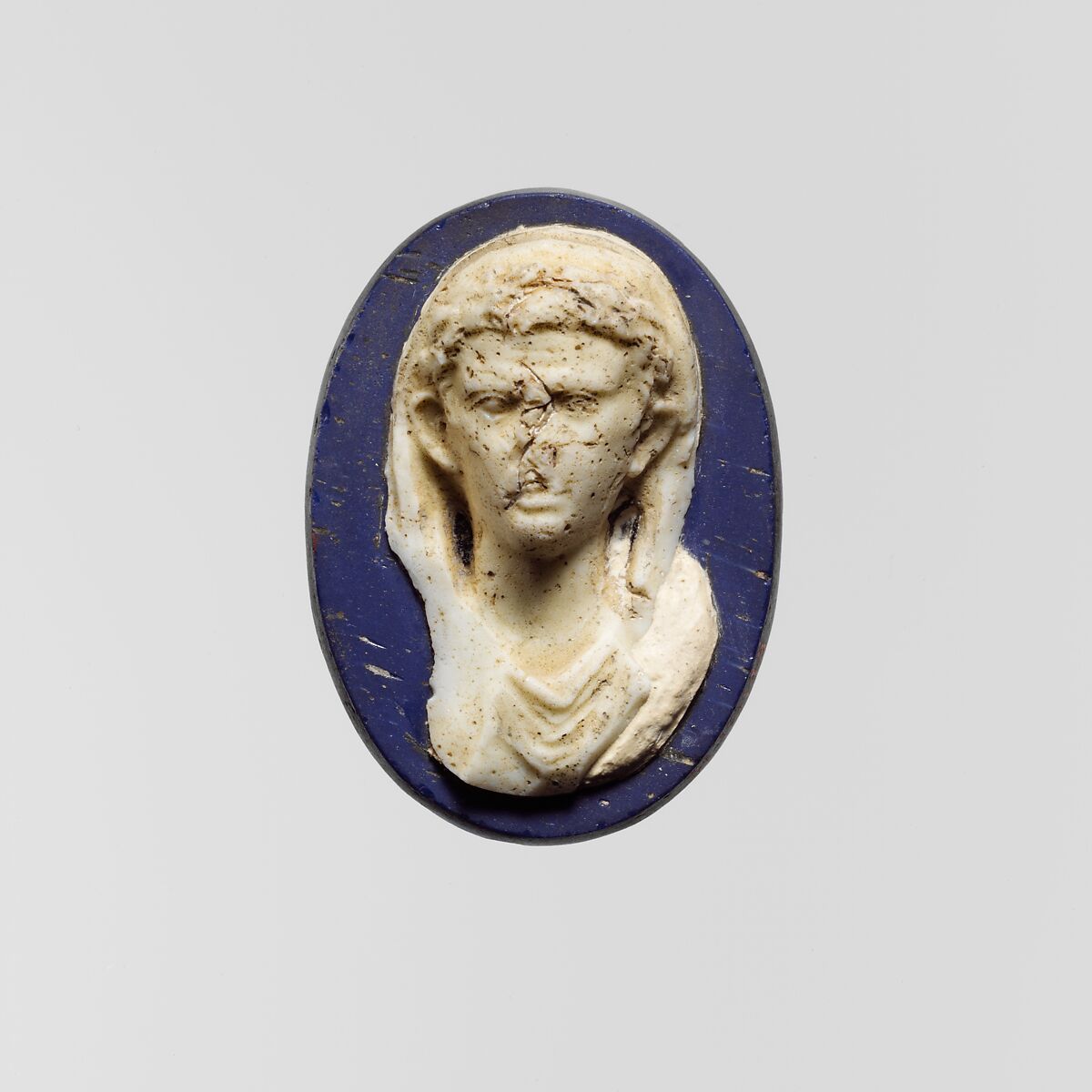 Cameo glass medallion of the emperor Augustus, Glass, Roman