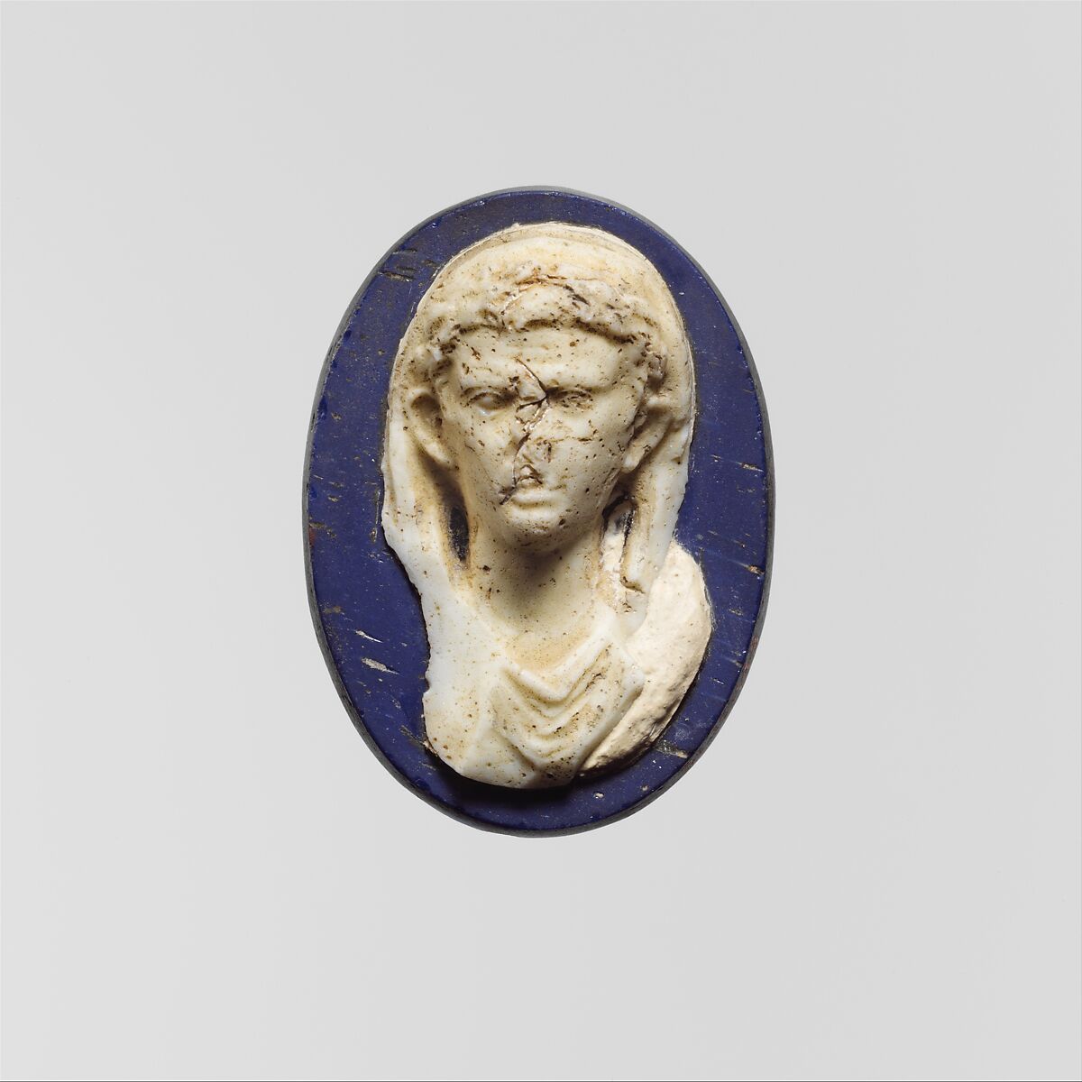 Cameo glass medallion of the emperor Augustus, Glass, Roman