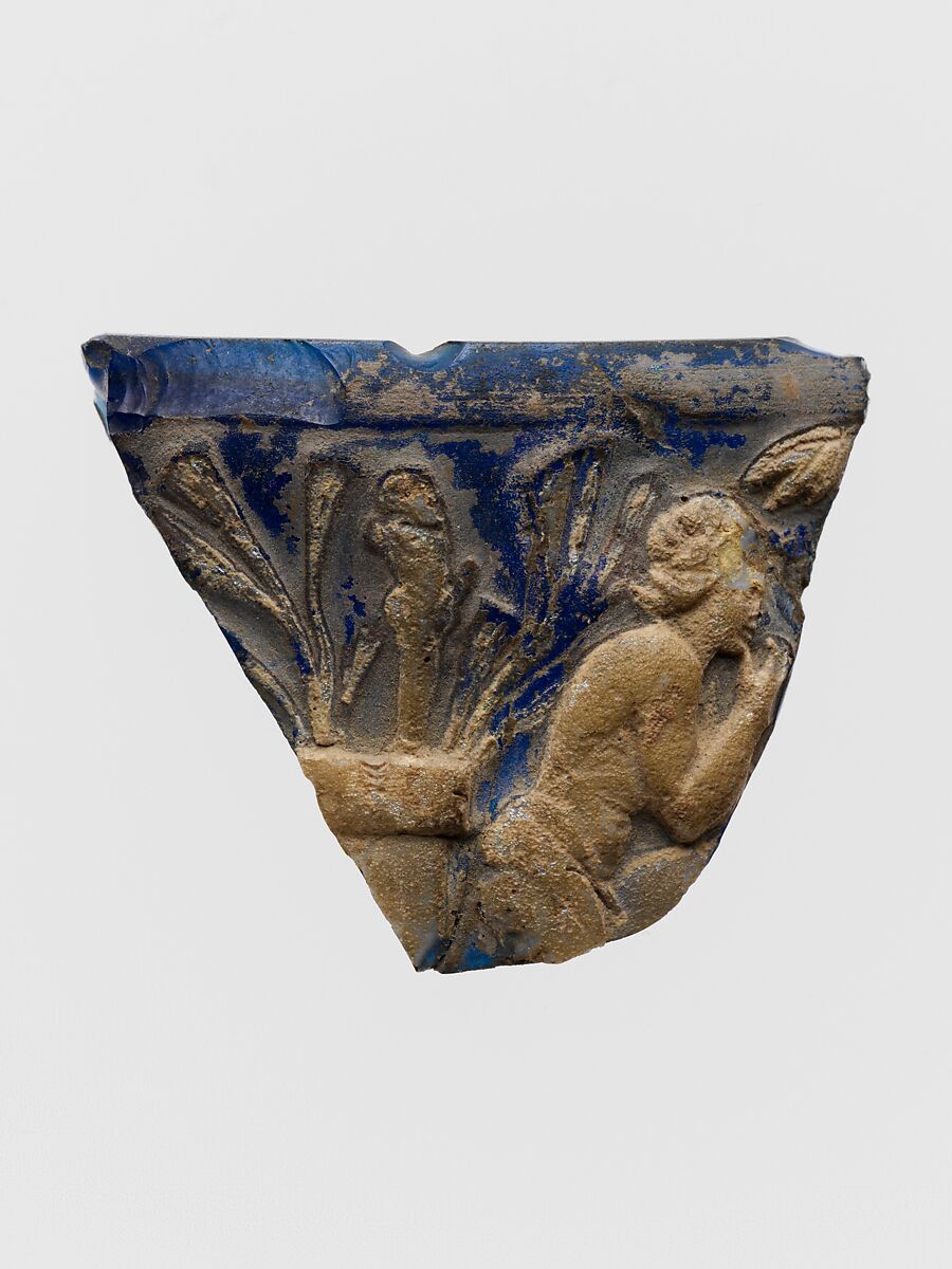 Cameo-glass cup fragment, Glass, Roman 