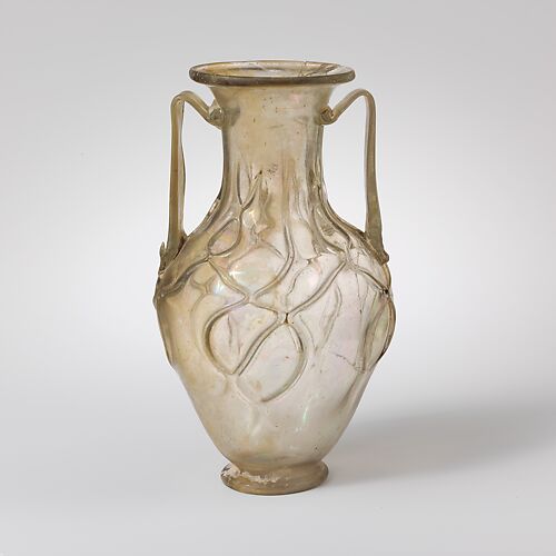 Glass jar with two handles (amphora)