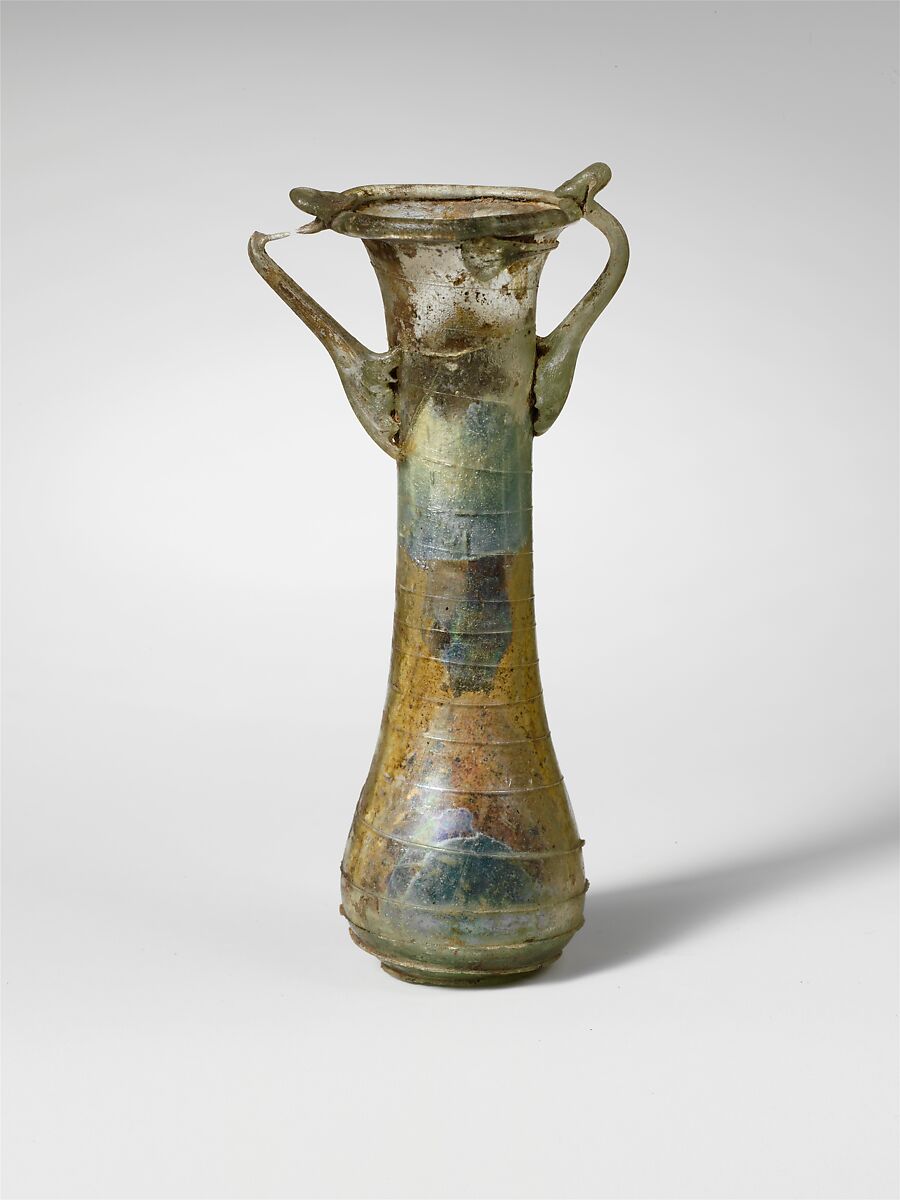 Glass cosmetic flask (kohl tube), Glass, Roman, Syrian 