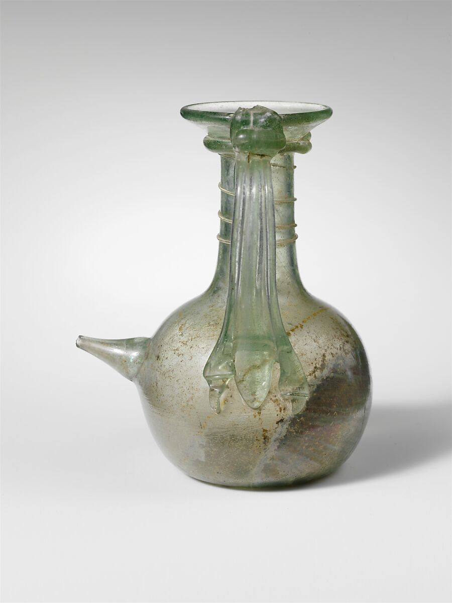 Glass jug with spout, Glass, Roman