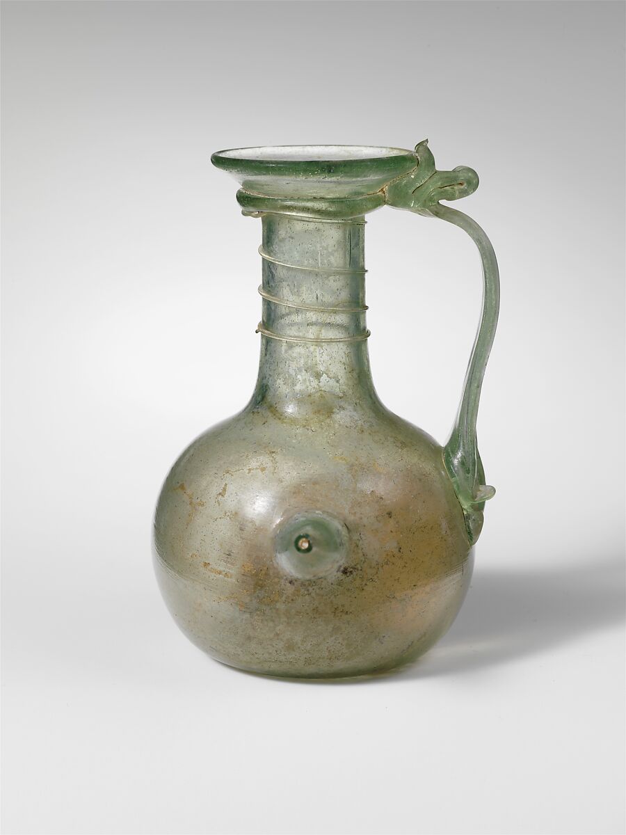 Glass jug with spout, Glass, Roman