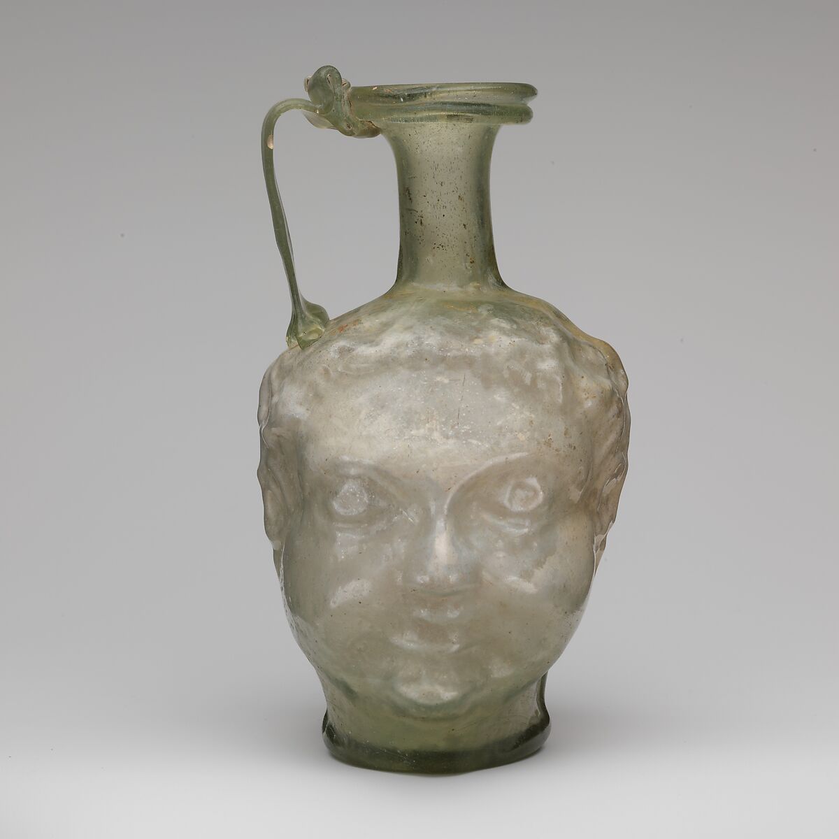 Glass double head-shaped flask, Glass, Roman 