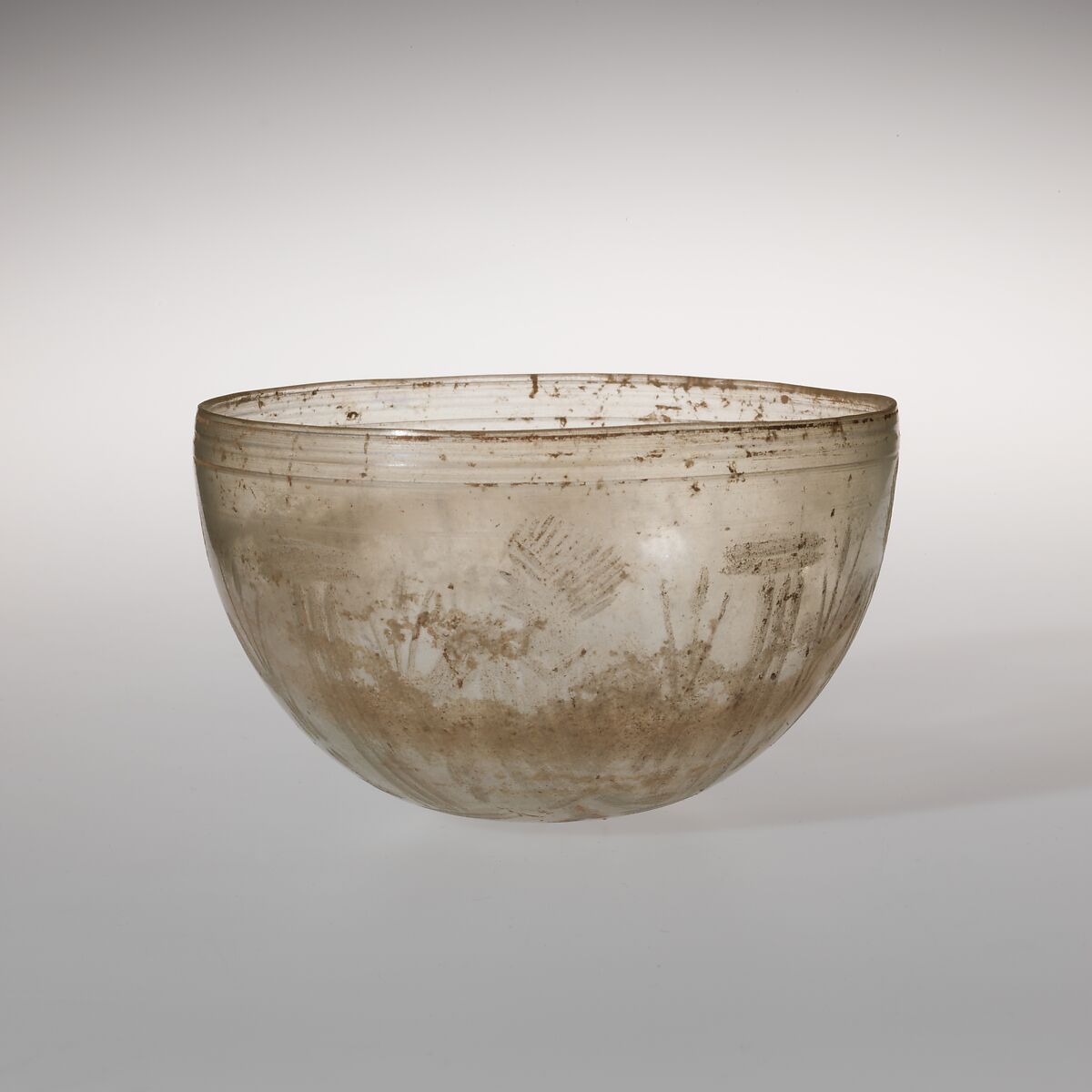 Glass bowl with cut decoration, Glass, Roman