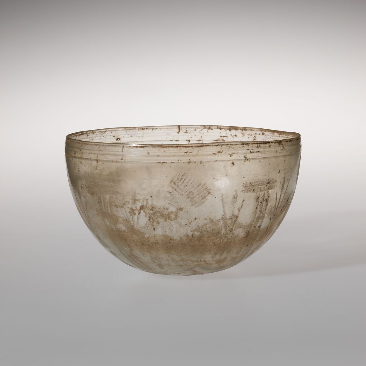 Glass bowl with cut decoration, Glass, Roman 