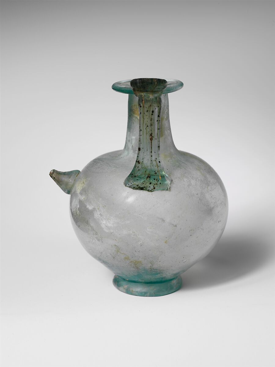 Glass jug with spout, Glass, Roman