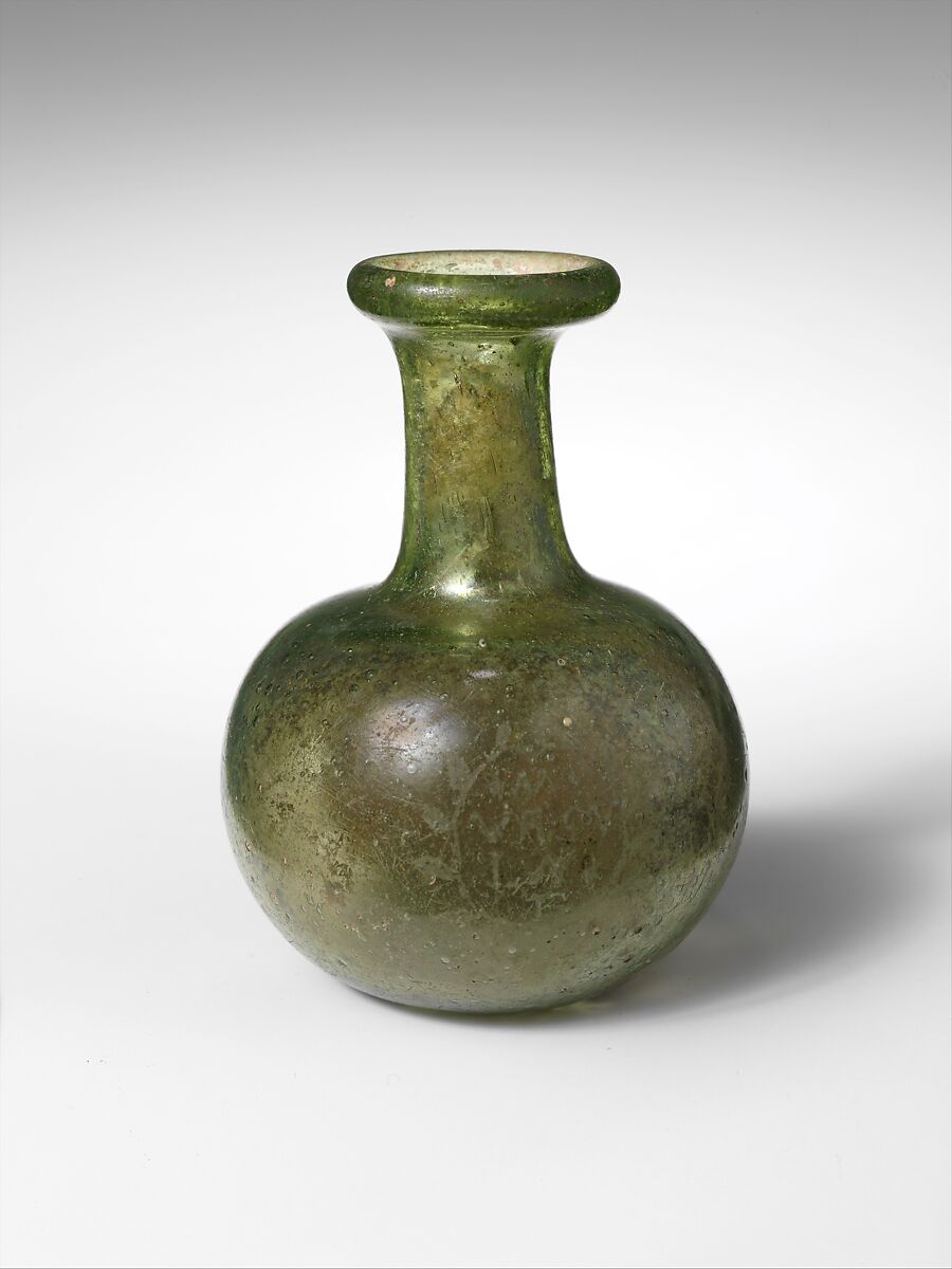 Glass reliquary bottle, Glass, Possibly Frankish 