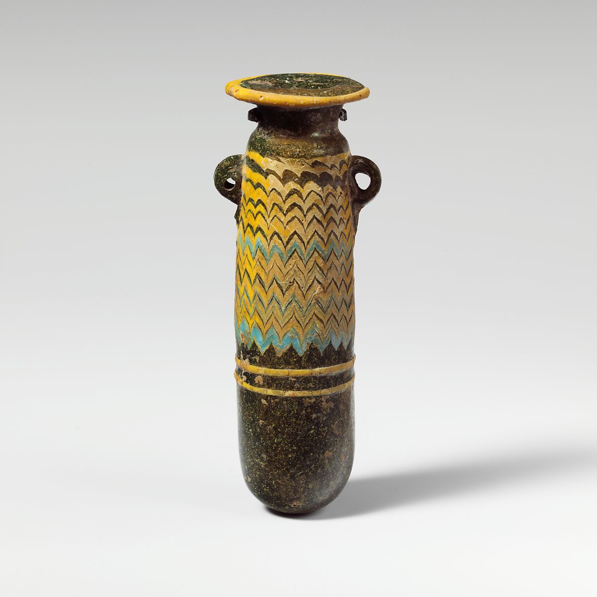 Glass alabastron (perfume bottle), Glass, Greek, Eastern Mediterranean 