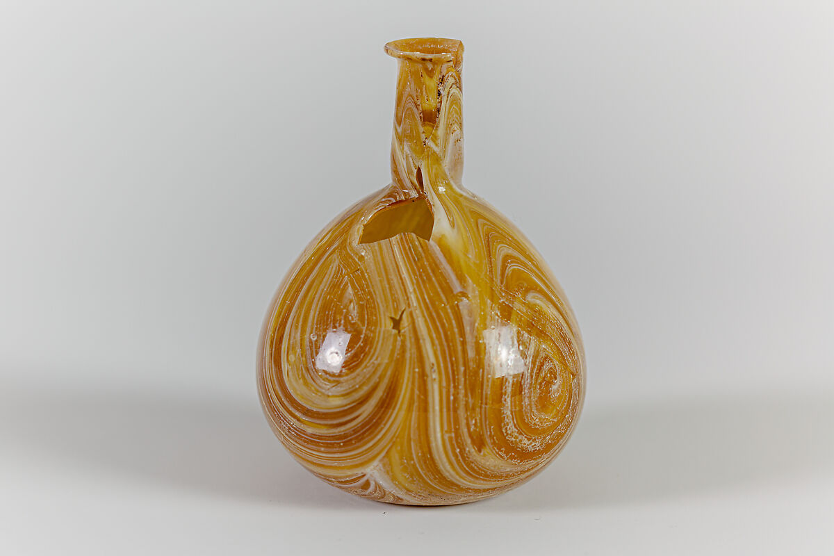 Glass mosaic perfume bottle, Glass, Roman