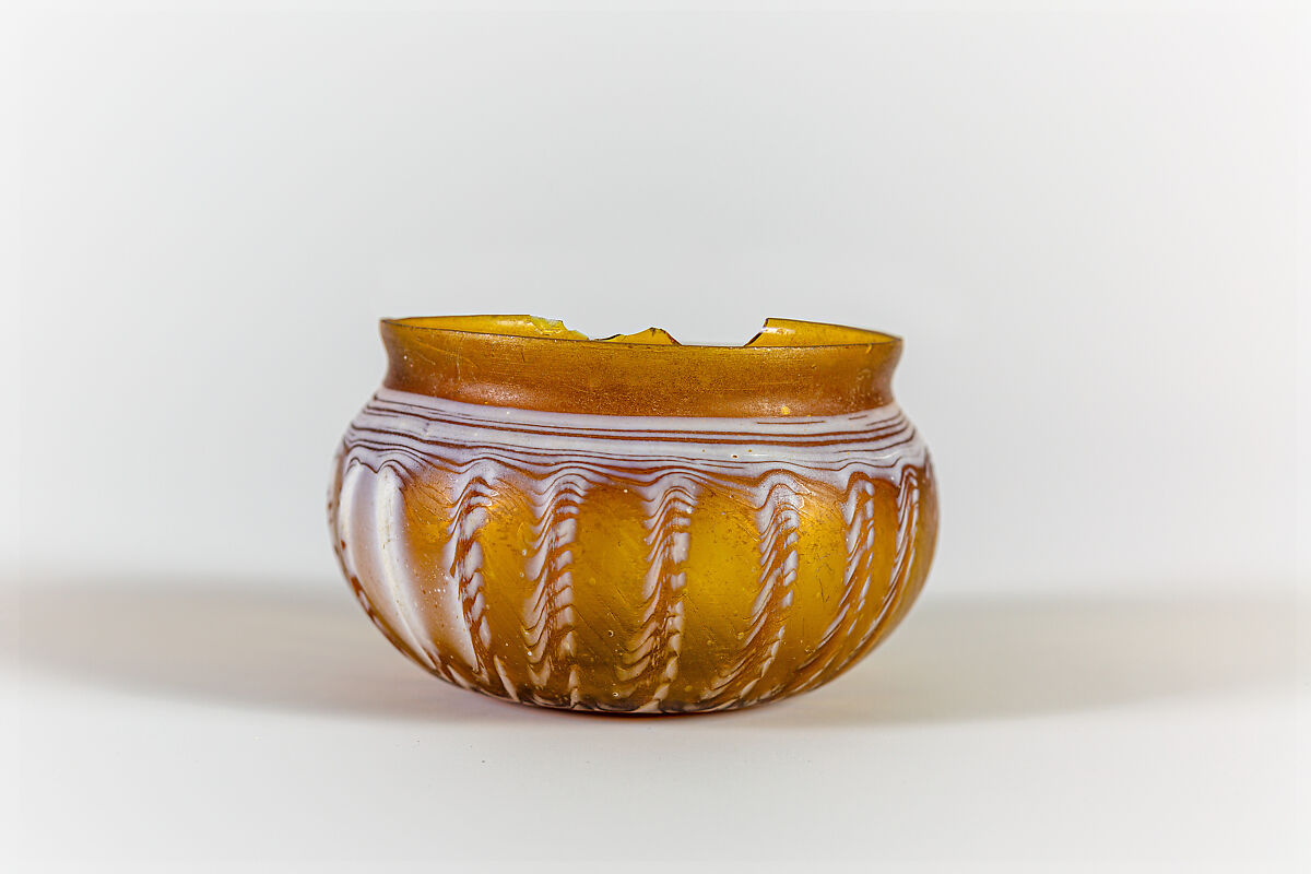 Glass ribbed bowl, Glass, Roman
