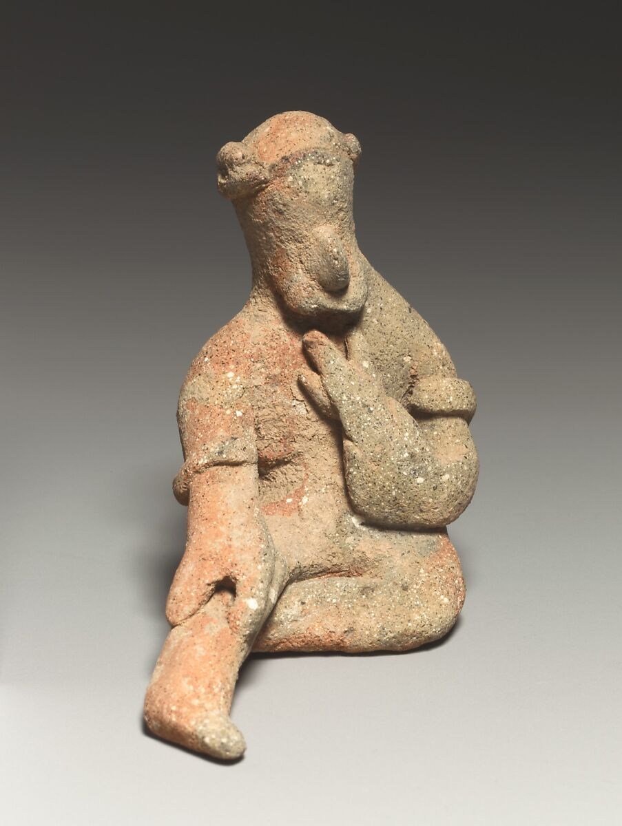 Seated male figurine, Terracotta, Cypriot 