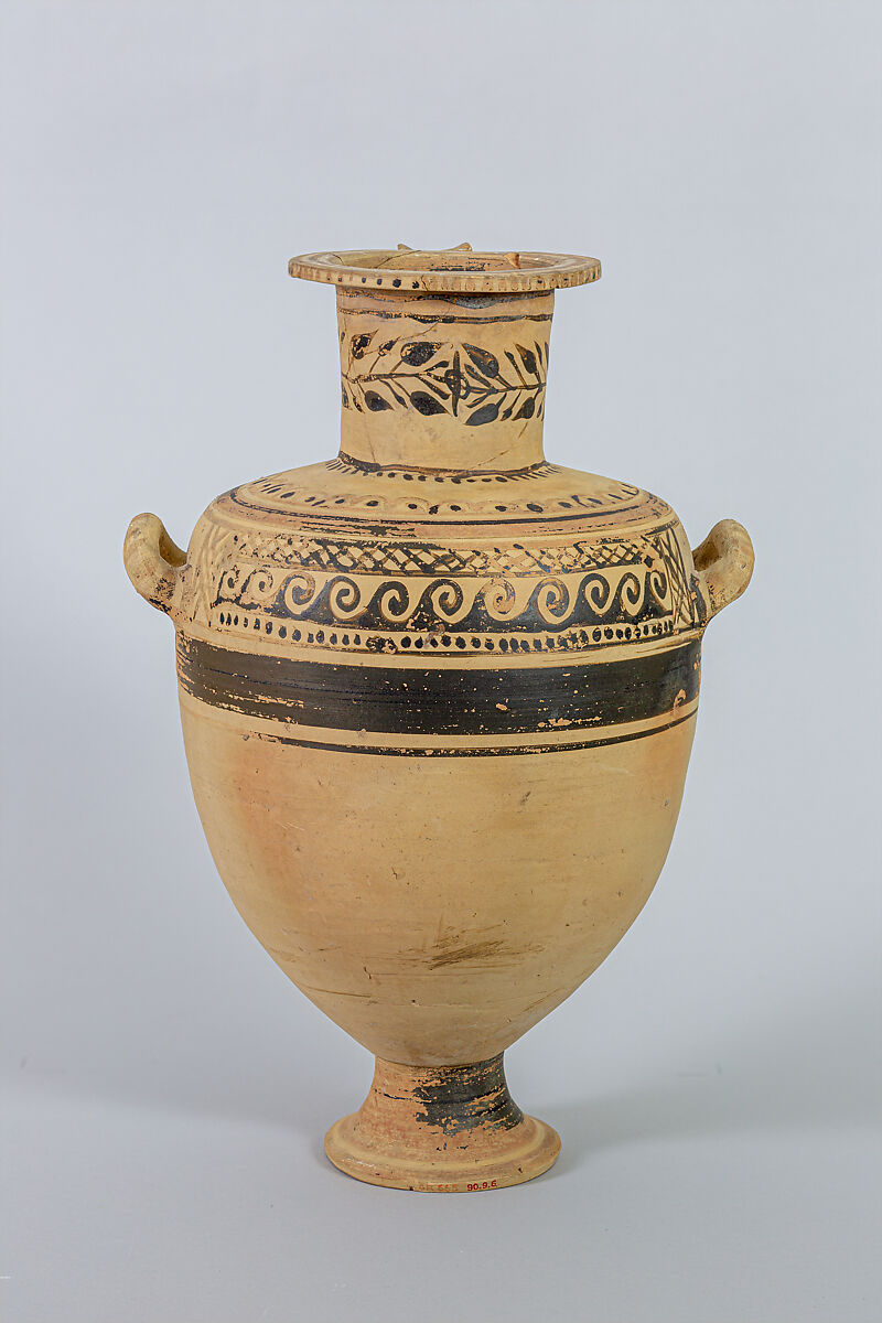Terracotta Hadra hydria (water jar), Terracotta, paint, Greek, Egypt, Alexandria-Hadra