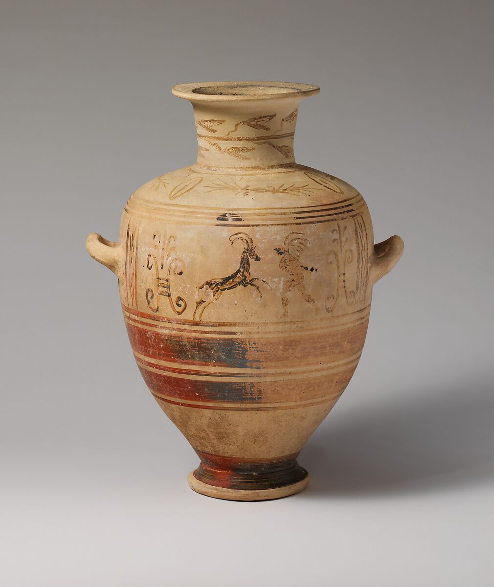 Terracotta Hadra hydria (water jar), Terracotta, Greek, Ptolemaic, Cretan 