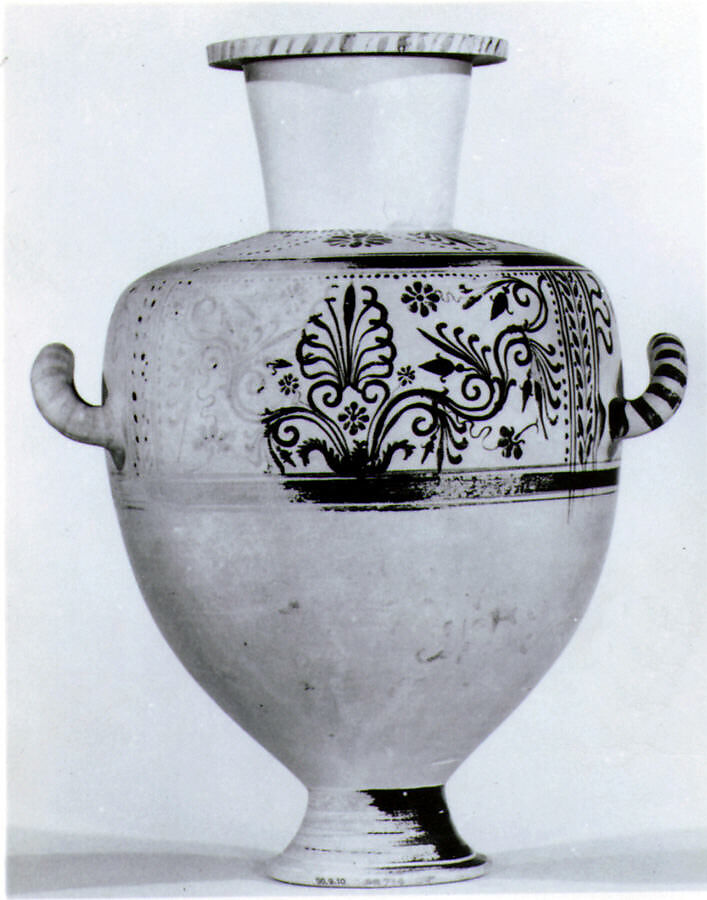 Terracotta Hadra hydria (water jar), Terracotta, Greek, Ptolemaic, Cretan 