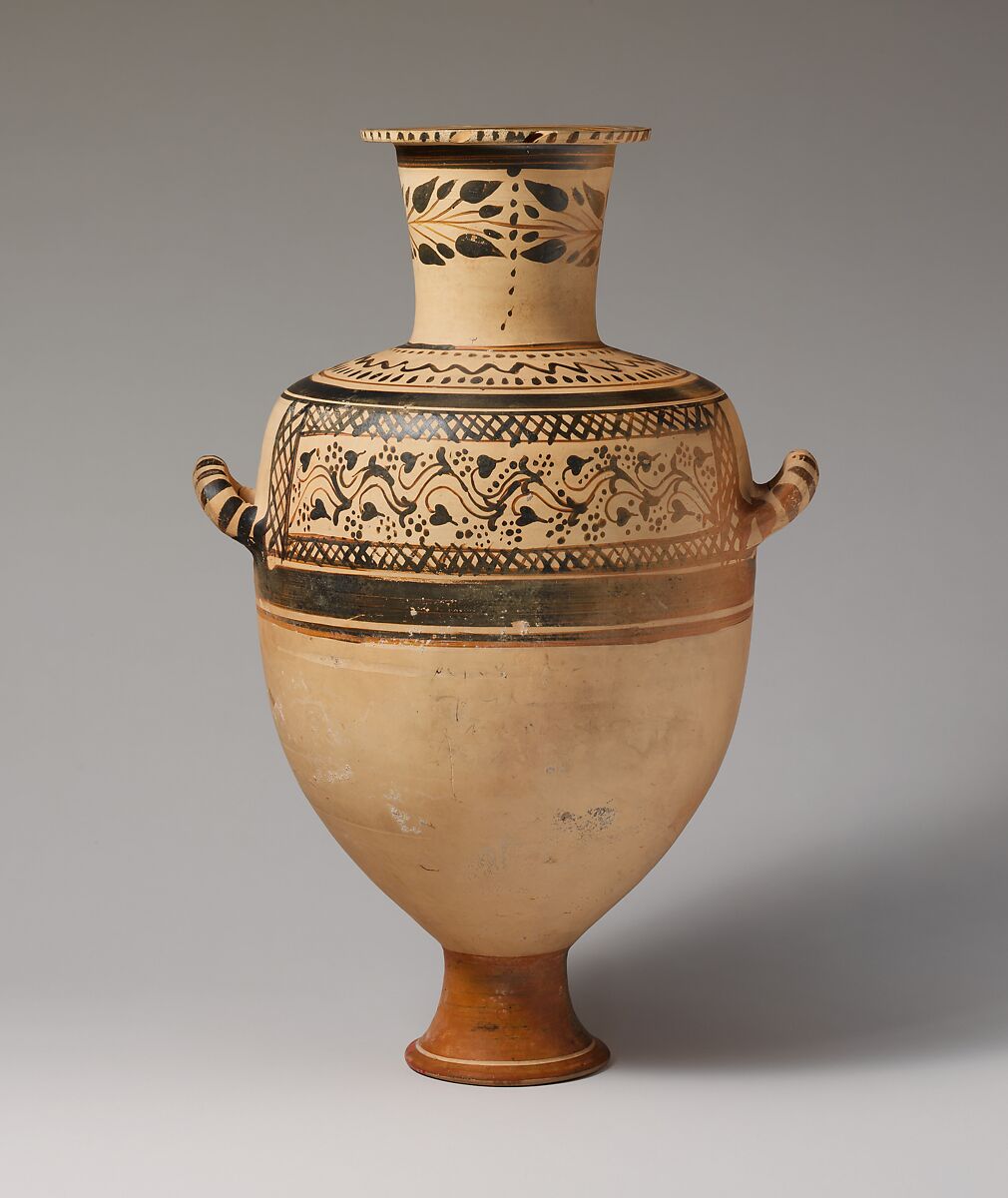 Terracotta Hadra hydria (water jar), Terracotta, Greek, Ptolemaic, Cretan