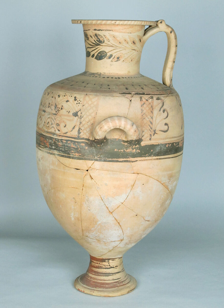 Terracotta Hadra hydria (water jar), Terracotta, Greek, Egypt, Alexandria-Hadra