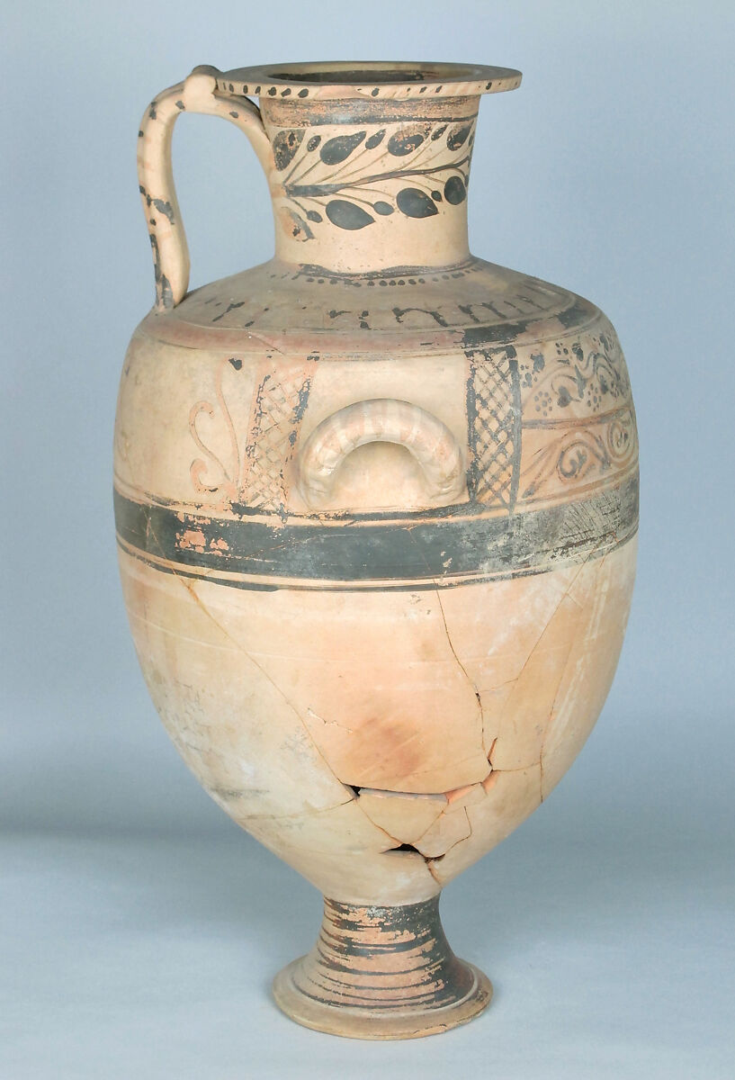 Terracotta Hadra hydria (water jar), Terracotta, Greek, Egypt, Alexandria-Hadra