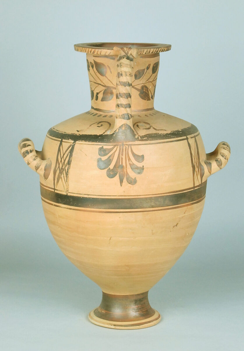 Terracotta Hadra hydria (water jar), Terracotta, Greek, Egypt, Alexandria-Hadra