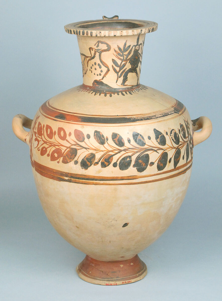 Terracotta Hadra hydria (water jar), Terracotta, Greek, Egypt, Alexandria-Hadra 