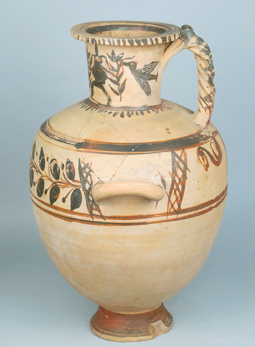Terracotta Hadra hydria (water jar), Terracotta, Greek, Egypt, Alexandria-Hadra