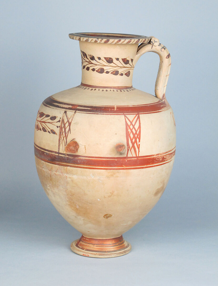 Terracotta Hadra hydria (water jar), Terracotta, Greek, Egypt, Alexandria-Hadra