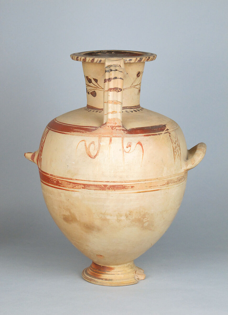 Terracotta Hadra hydria (water jar), Terracotta, Greek, Egypt, Alexandria-Hadra