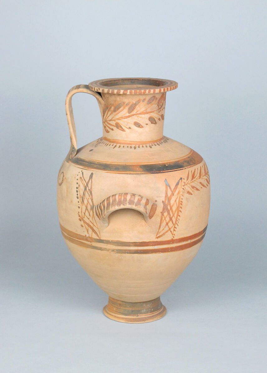 Terracotta Hadra hydria (water jar), Terracotta, Greek, Egypt, Alexandria-Hadra