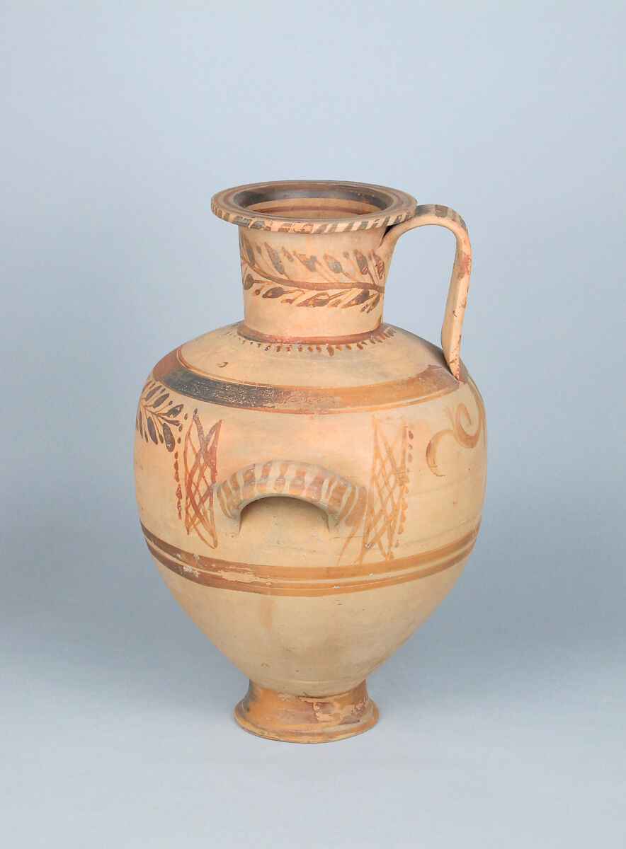 Terracotta Hadra hydria (water jar), Terracotta, Greek, Egypt, Alexandria-Hadra