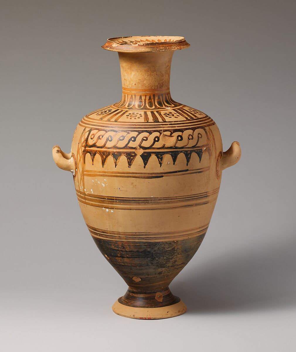 Terracotta Hadra hydria (water jar), Terracotta, Greek, Ptolemaic, Cretan 