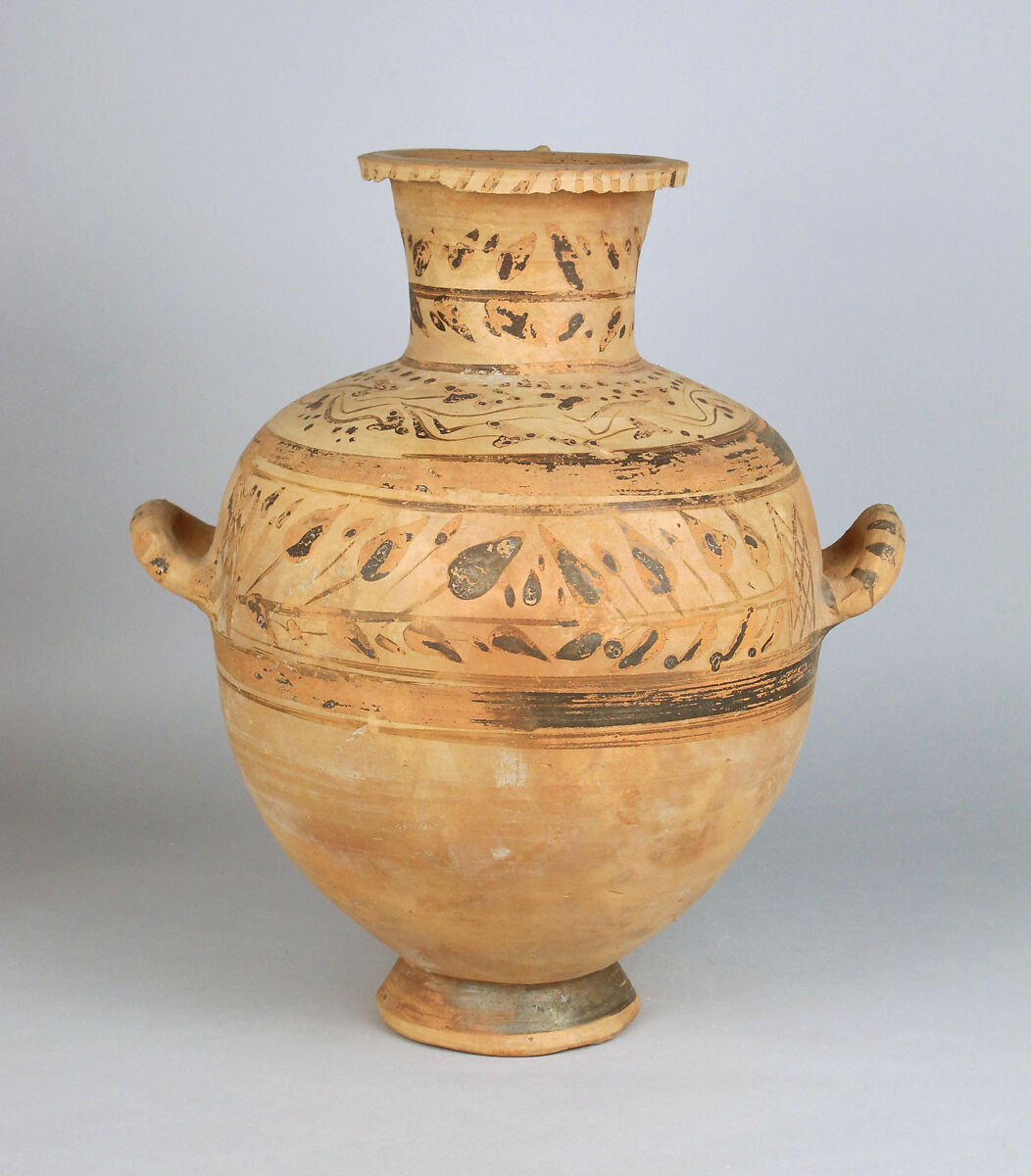 Terracotta Hadra hydria (water jar), Terracotta, Greek, Egypt, Alexandria-Hadra 