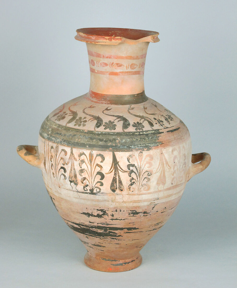 Terracotta Hadra hydria (water jar), Terracotta, Greek, Egypt, Alexandria-Hadra 