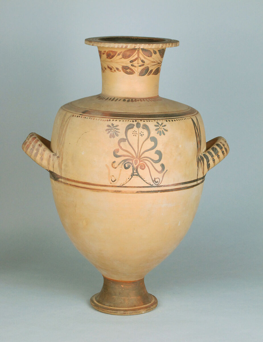 Terracotta Hadra hydria (water jar), Terracotta, Greek, Egypt, Alexandria-Hadra 